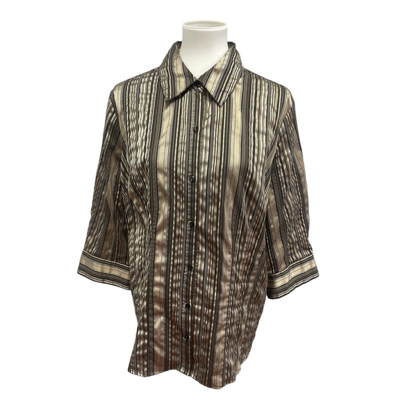 Lot of 2 Apt 9 Womens 1X 3/4 Sleeve PolyCotton Essential Button Down Shirts - Picture 2 of 11